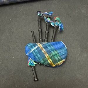 Vintage Decorative Miniature Bagpipe Nova Scotia Tartan Brooch